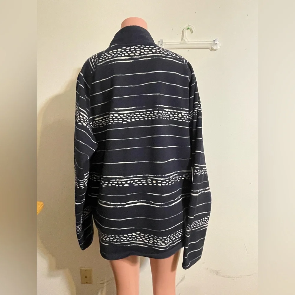 The North Face Men XXL Printed 1/4 Zip Fleece Jacket Pullover Navy/black white‎
